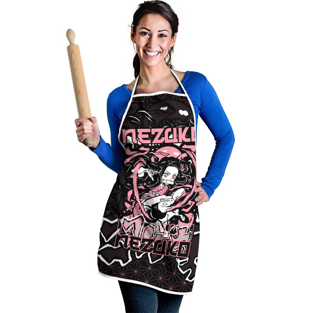 Nezuko Demon Slayer Apron with Pink and Black Manga Style Design - The Mazicc
