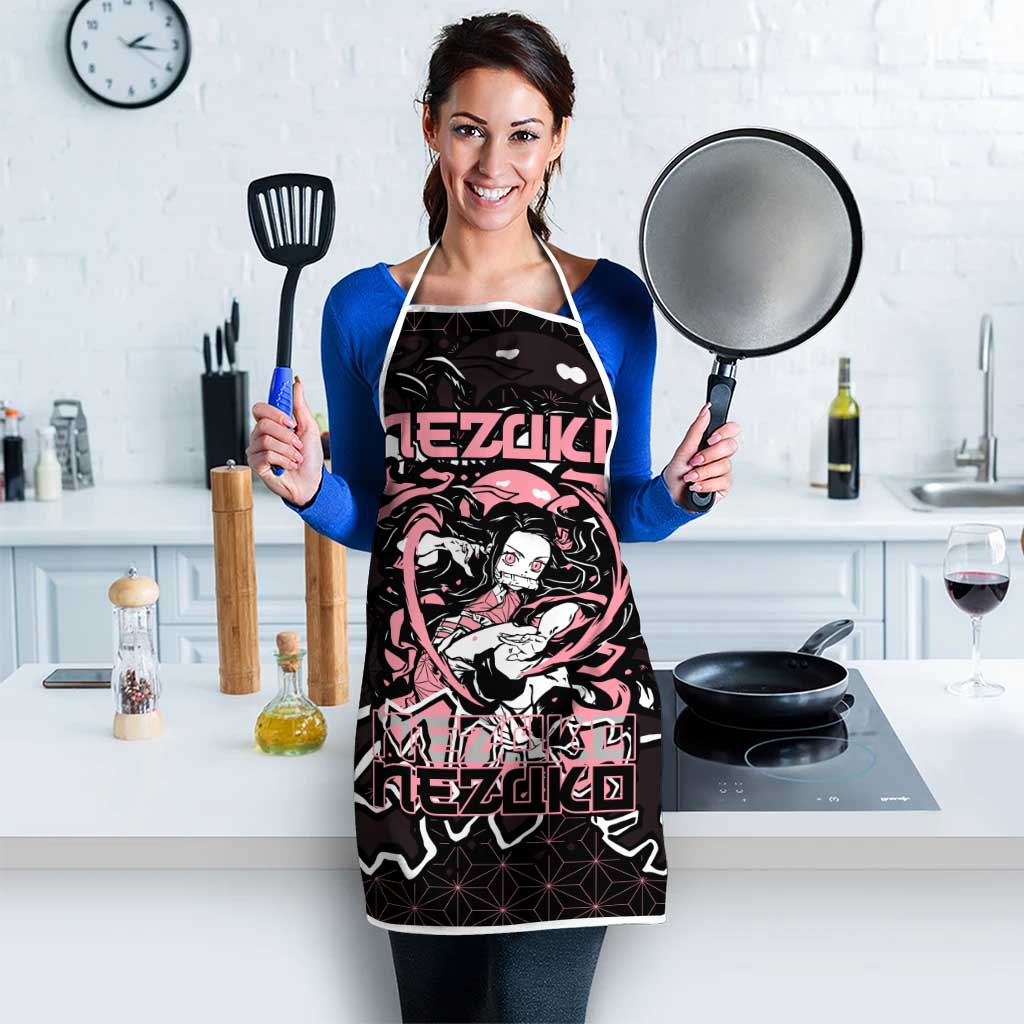 Nezuko Demon Slayer Apron with Pink and Black Manga Style Design - The Mazicc