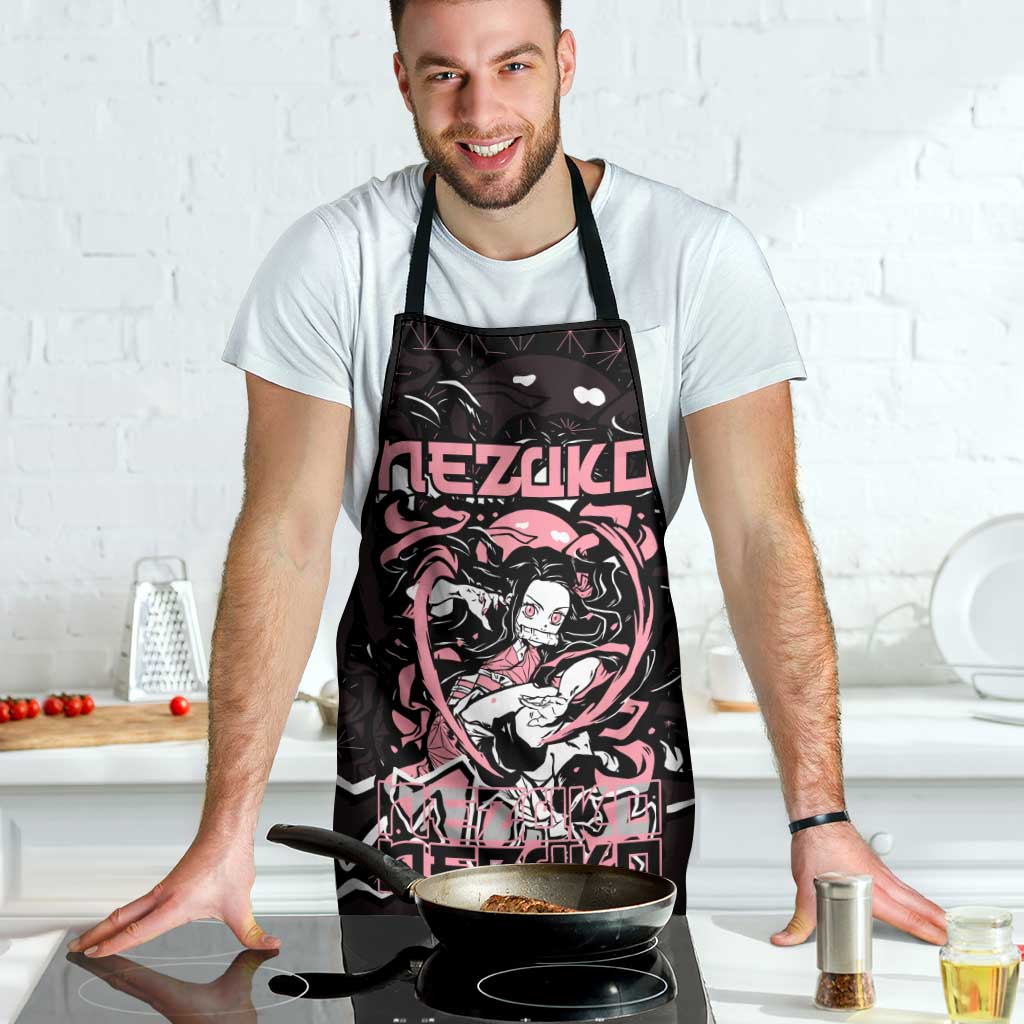 Nezuko Demon Slayer Apron with Pink and Black Manga Style Design - The Mazicc