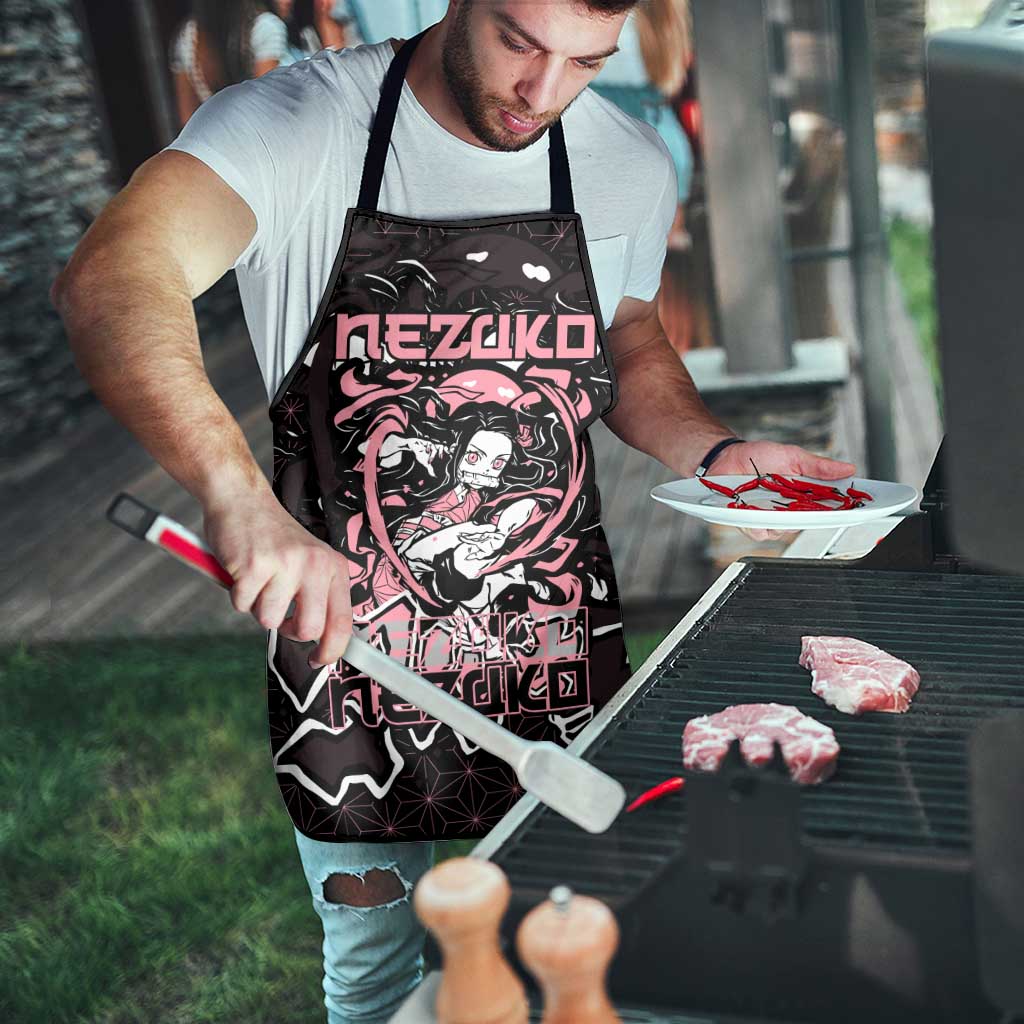 Nezuko Demon Slayer Apron with Pink and Black Manga Style Design - The Mazicc