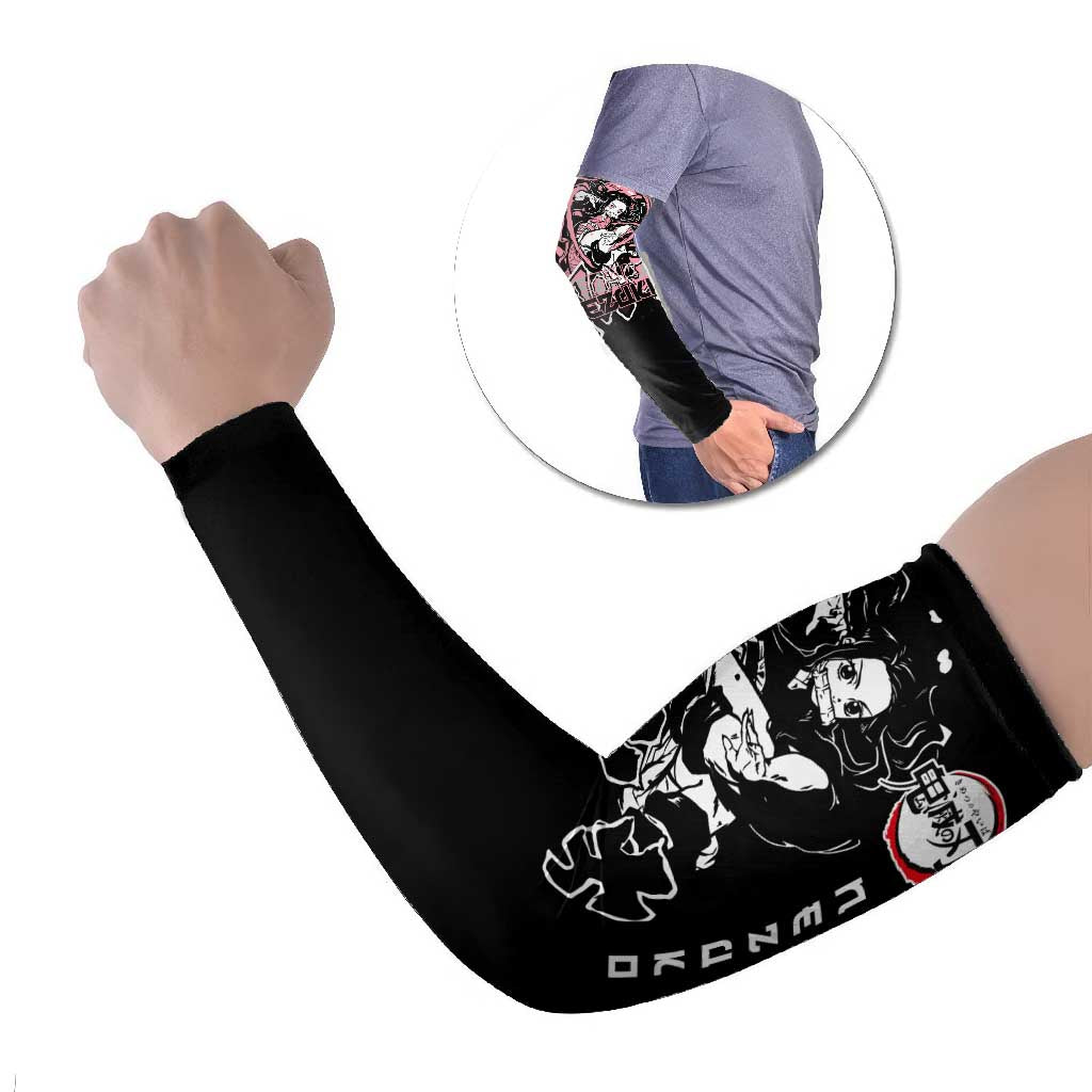 Nezuko Demon Slayer Arm Sleeves with Pink and Black Manga Style Design - The Mazicc