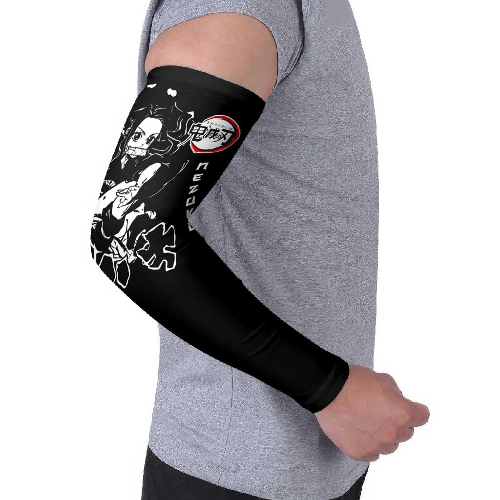 Nezuko Demon Slayer Arm Sleeves with Pink and Black Manga Style Design - The Mazicc