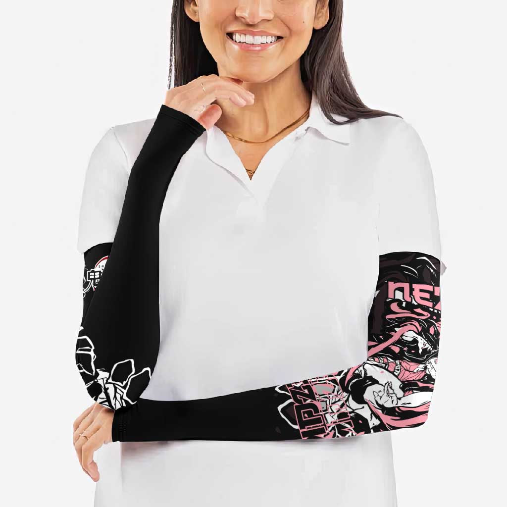 Nezuko Demon Slayer Arm Sleeves with Pink and Black Manga Style Design - The Mazicc