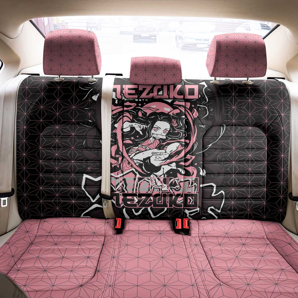 Nezuko Demon Slayer Back Car Seat Cover with Pink and Black Manga Style Design - The Mazicc