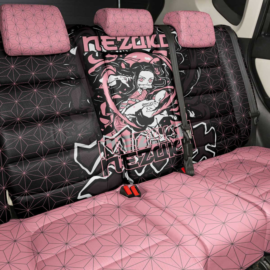Nezuko Demon Slayer Back Car Seat Cover with Pink and Black Manga Style Design - The Mazicc