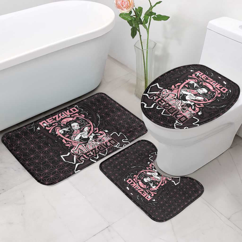 Nezuko Demon Slayer Bathroom Set with Pink and Black Manga Style Design - The Mazicc