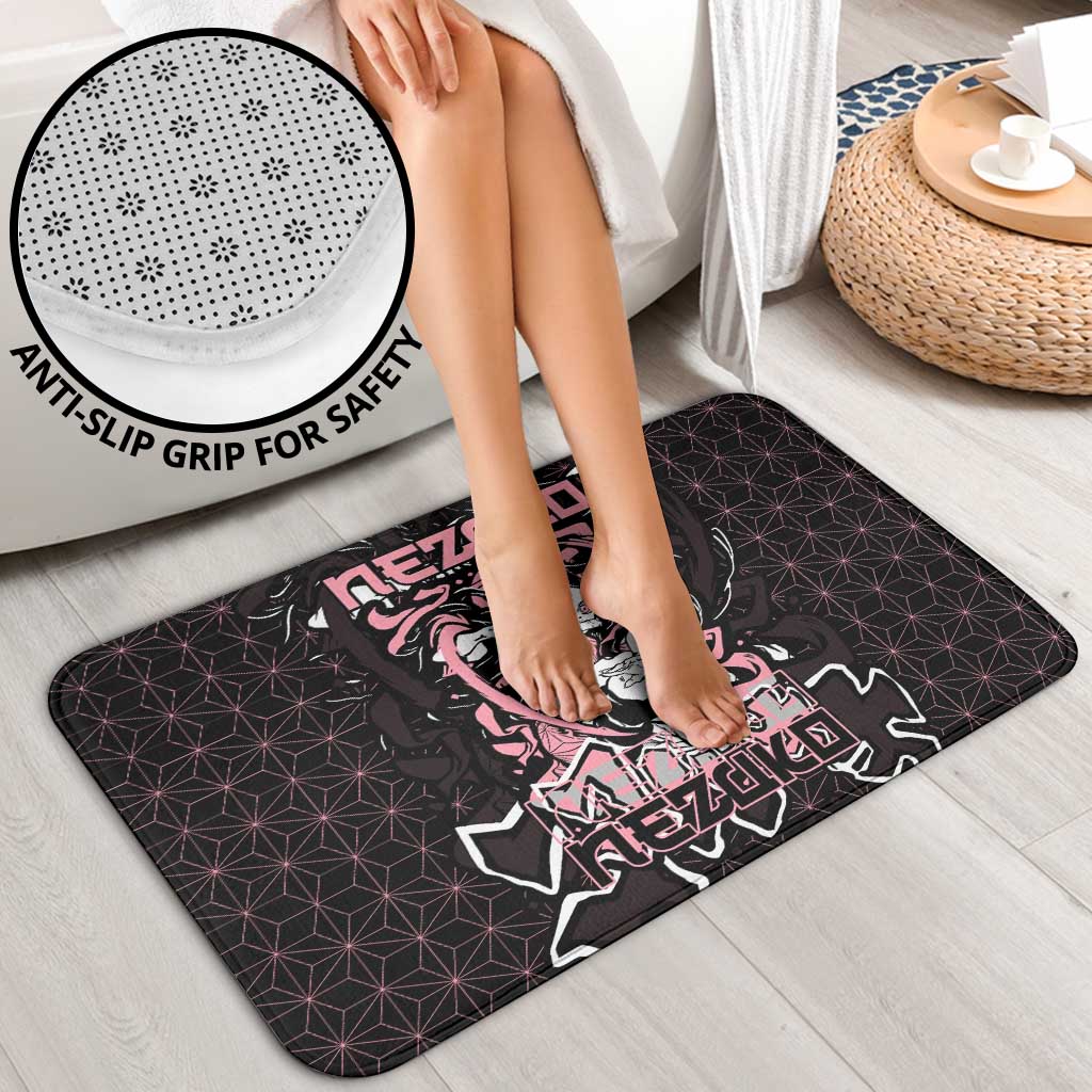 Nezuko Demon Slayer Bathroom Set with Pink and Black Manga Style Design - The Mazicc