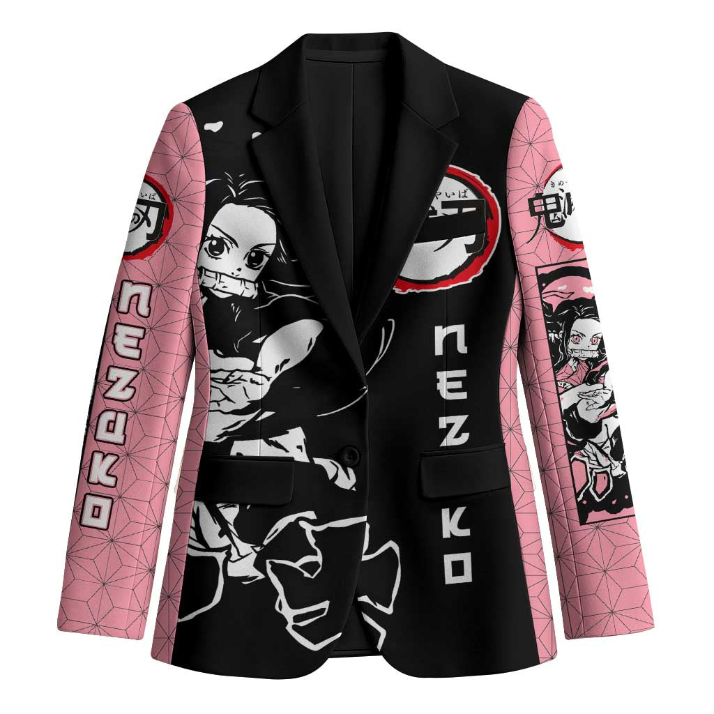 Nezuko Demon Slayer Blazer with Pink and Black Manga Style Design - The Mazicc