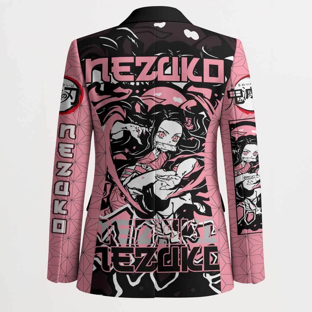 Nezuko Demon Slayer Blazer with Pink and Black Manga Style Design - The Mazicc