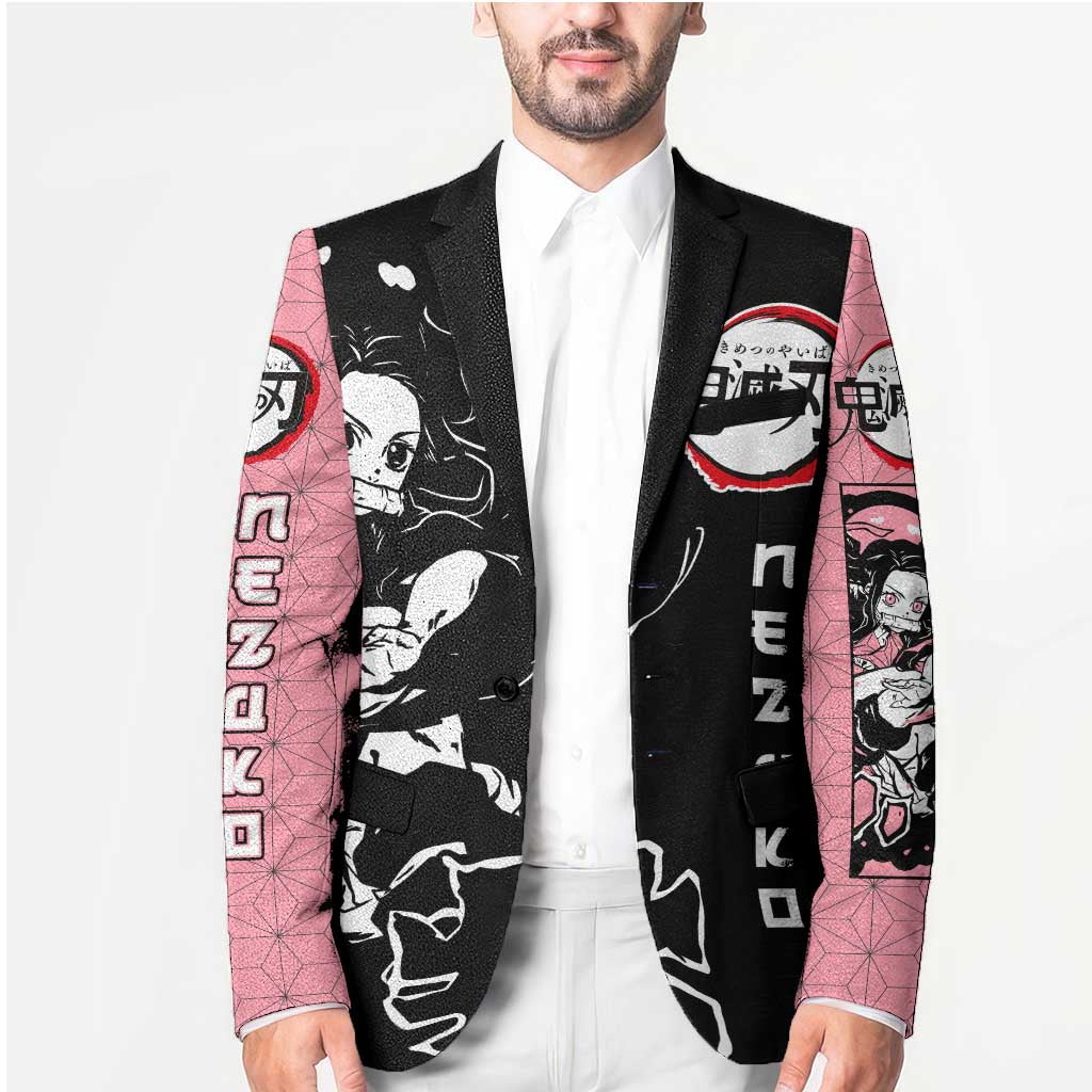Nezuko Demon Slayer Blazer with Pink and Black Manga Style Design - The Mazicc