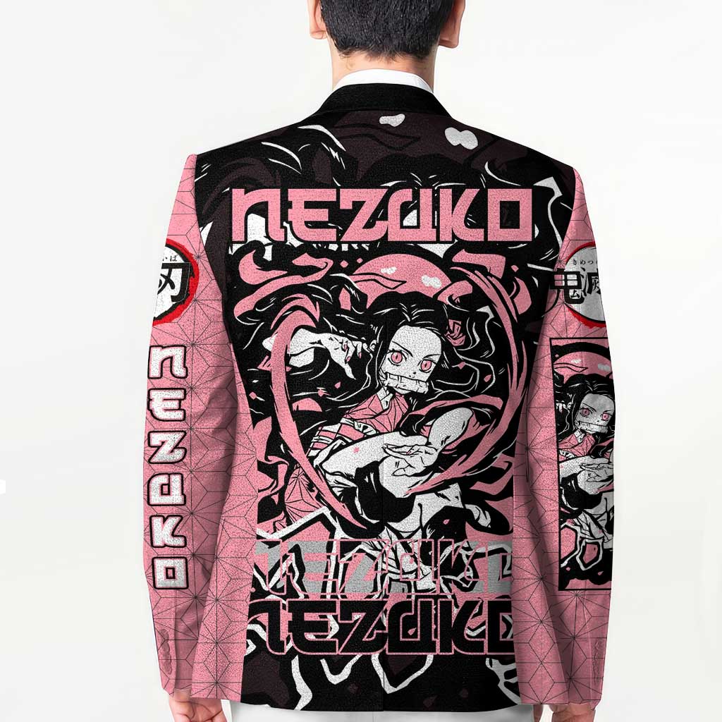 Nezuko Demon Slayer Blazer with Pink and Black Manga Style Design - The Mazicc