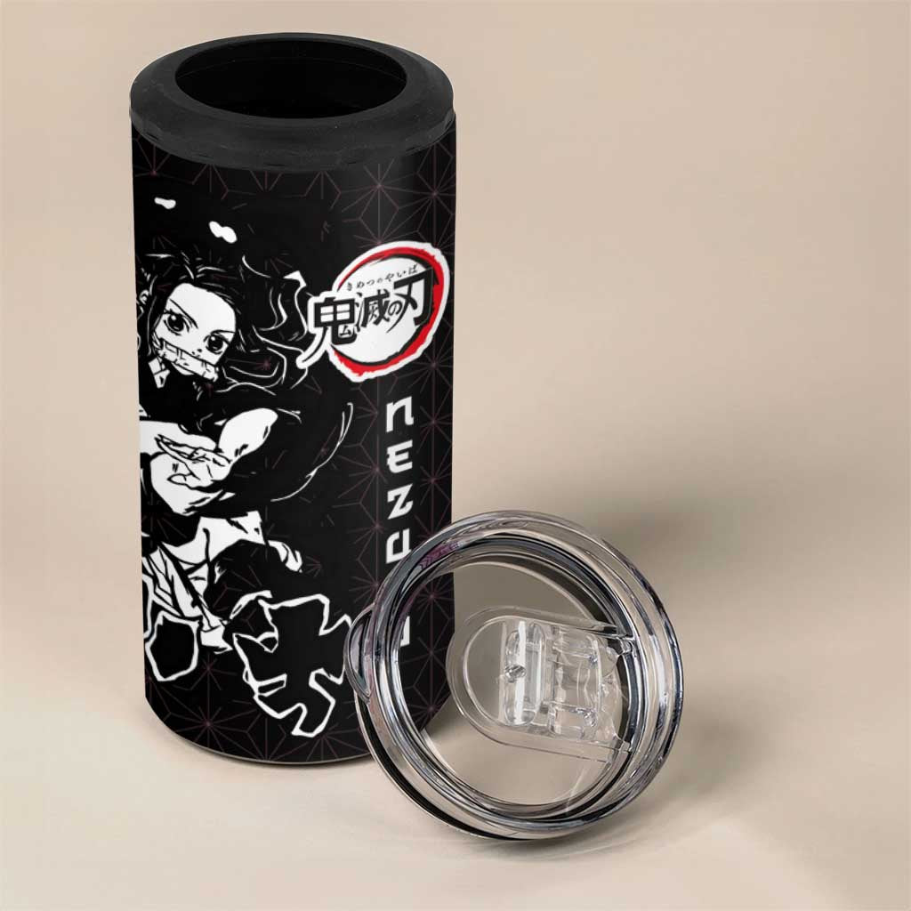 Nezuko Demon Slayer 4 in 1 Can Cooler Tumbler with Pink and Black Manga Style Design - The Mazicc