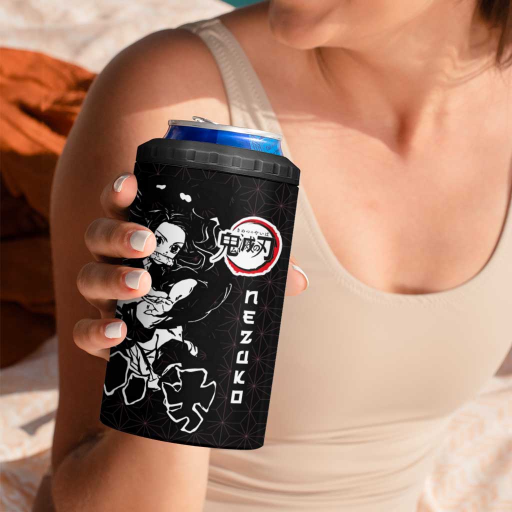 Nezuko Demon Slayer 4 in 1 Can Cooler Tumbler with Pink and Black Manga Style Design - The Mazicc