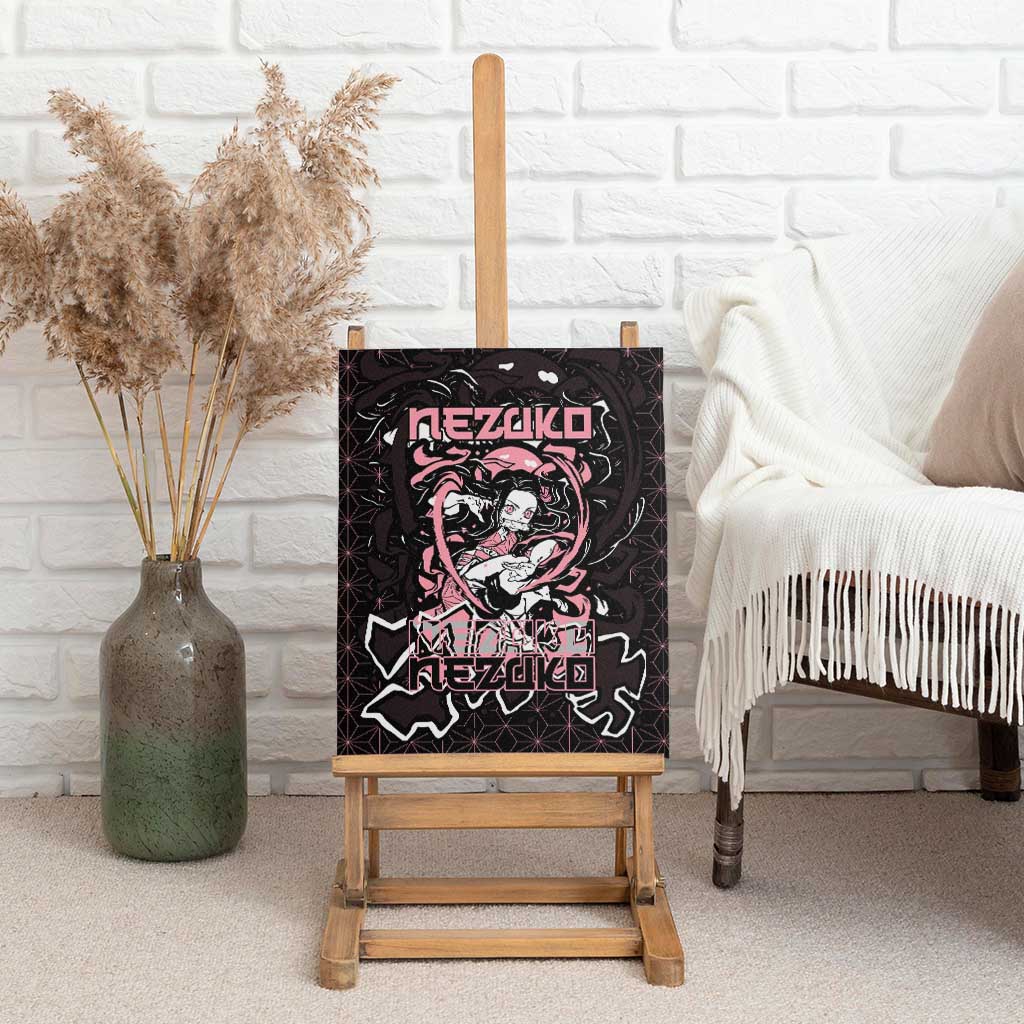 Nezuko Demon Slayer Canvas Wall Art with Pink and Black Manga Style Design - The Mazicc