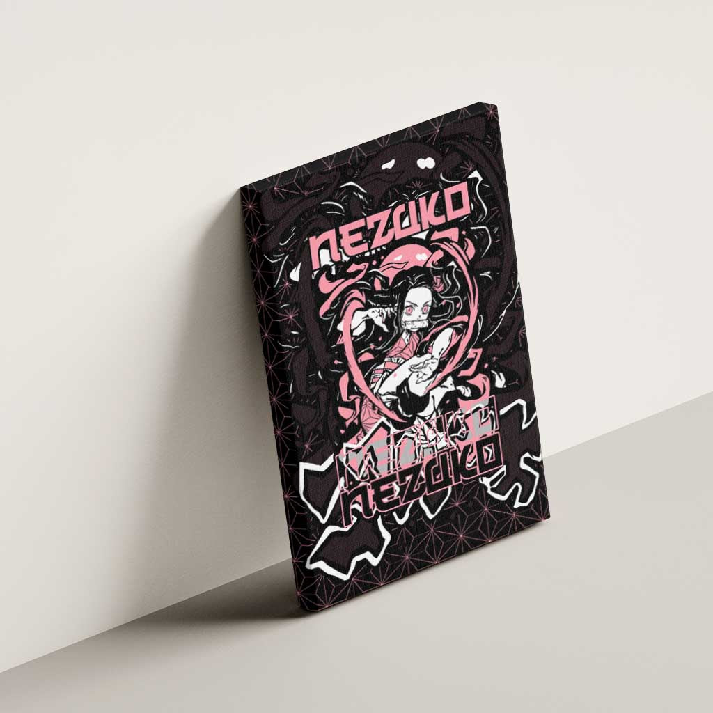 Nezuko Demon Slayer Canvas Wall Art with Pink and Black Manga Style Design - The Mazicc