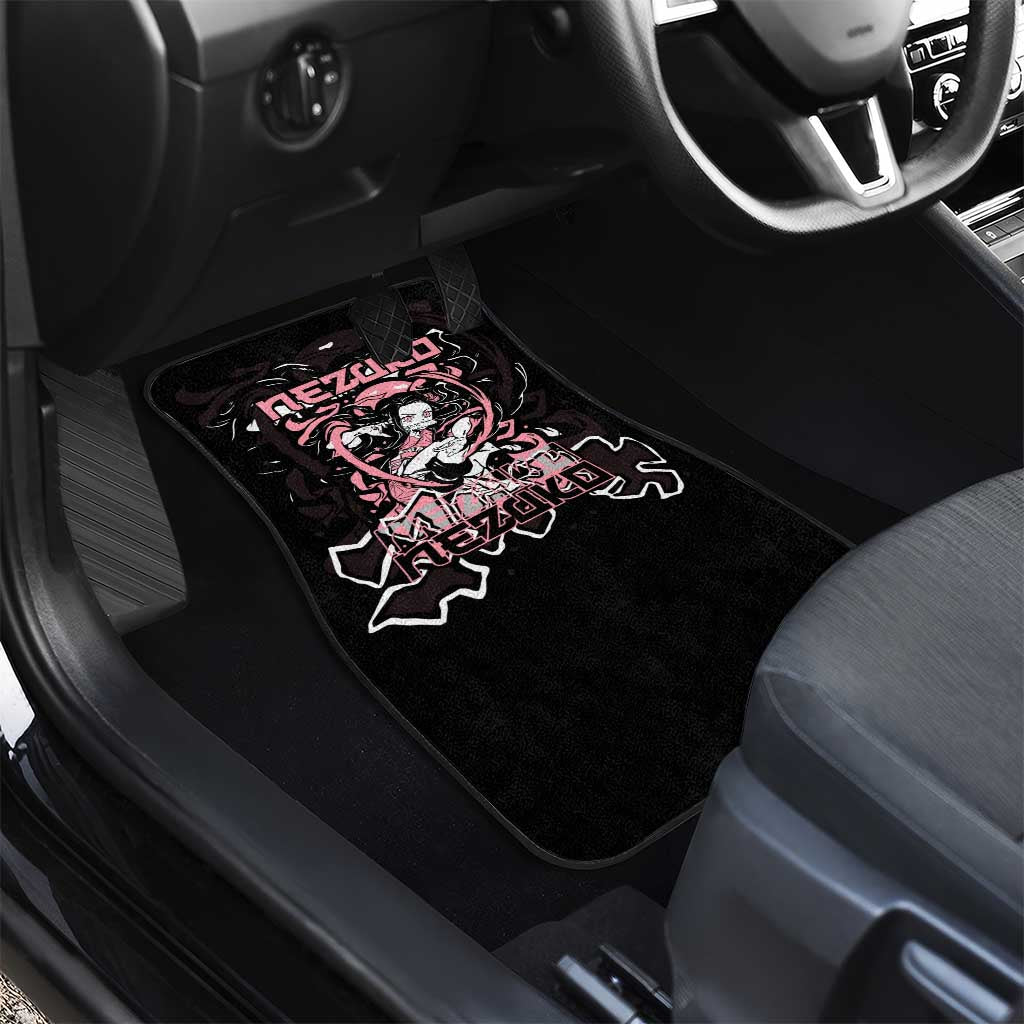 Nezuko Demon Slayer Car Mats with Pink and Black Manga Style Design - The Mazicc