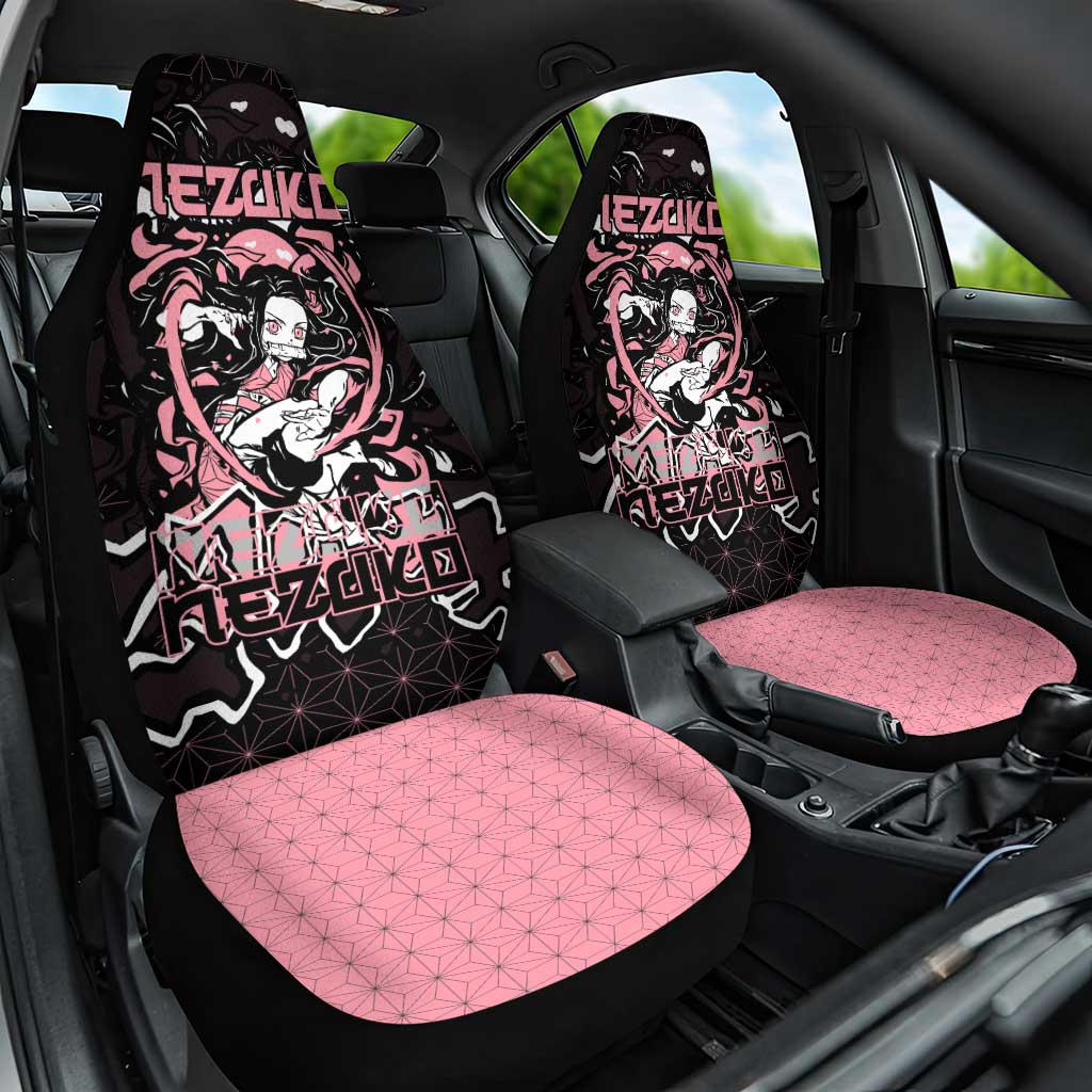 Nezuko Demon Slayer Car Seat Cover with Pink and Black Manga Style Design - The Mazicc