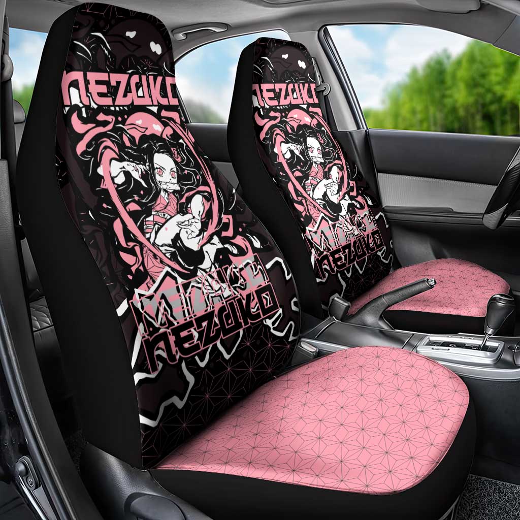 Nezuko Demon Slayer Car Seat Cover with Pink and Black Manga Style Design - The Mazicc