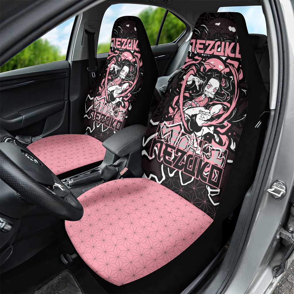 Nezuko Demon Slayer Car Seat Cover with Pink and Black Manga Style Design - The Mazicc