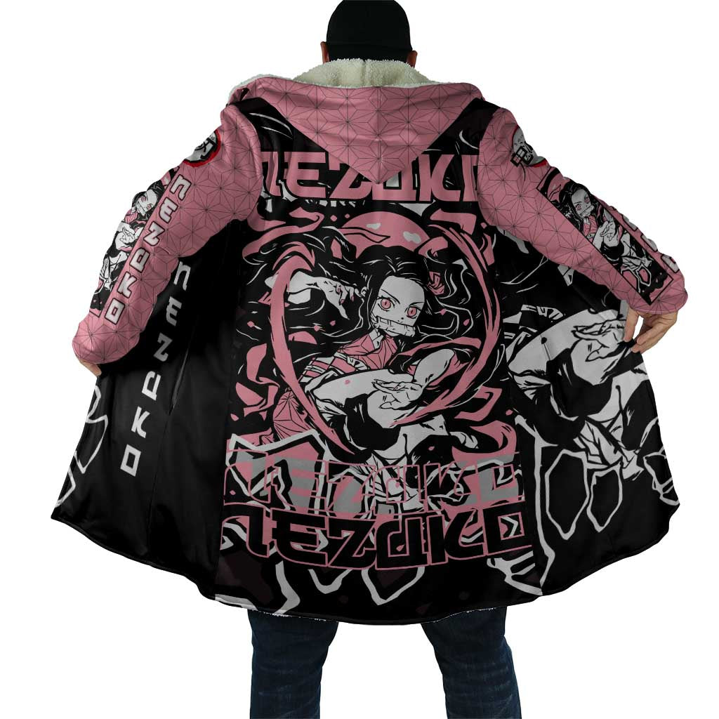 Nezuko Demon Slayer Cloak with Pink and Black Manga Style Design - The Mazicc