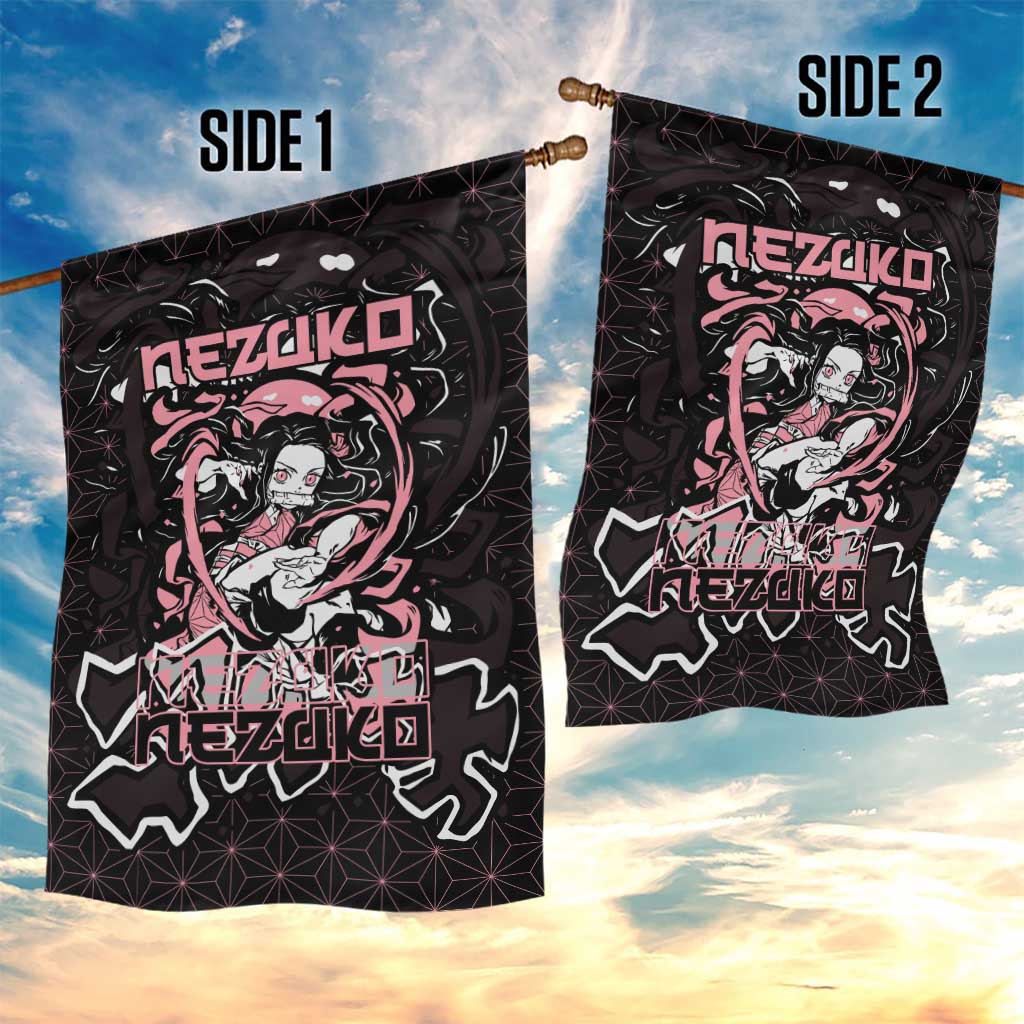 Nezuko Demon Slayer Garden Flag with Pink and Black Manga Style Design - The Mazicc