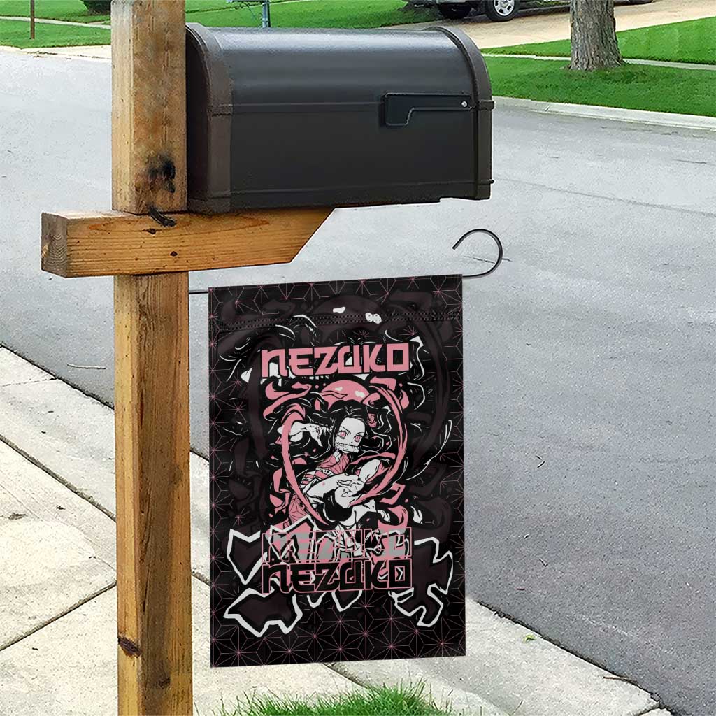 Nezuko Demon Slayer Garden Flag with Pink and Black Manga Style Design - The Mazicc