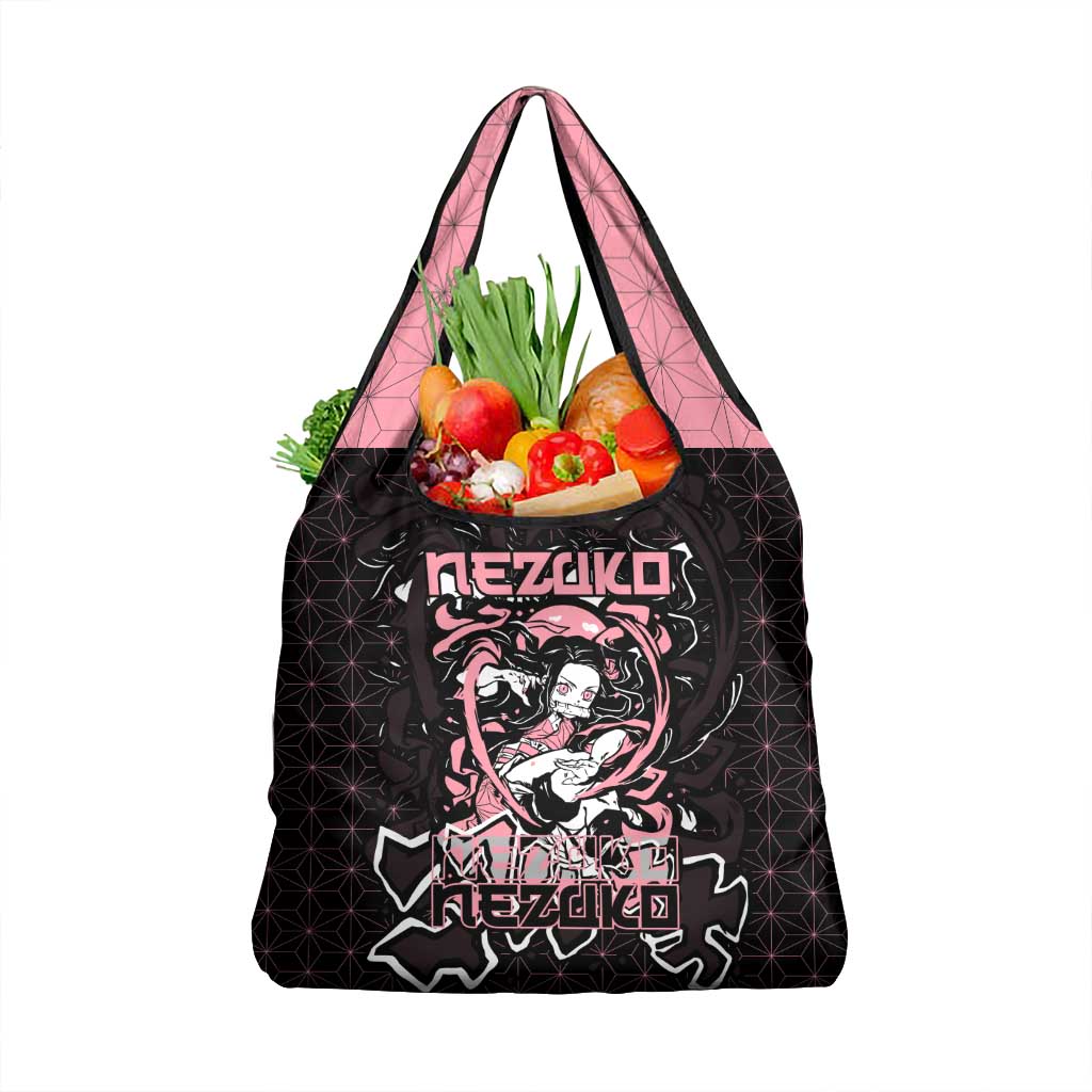 Nezuko Demon Slayer Grocery Bag with Pink and Black Manga Style Design - The Mazicc