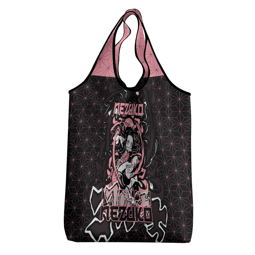 Nezuko Demon Slayer Grocery Bag with Pink and Black Manga Style Design - The Mazicc
