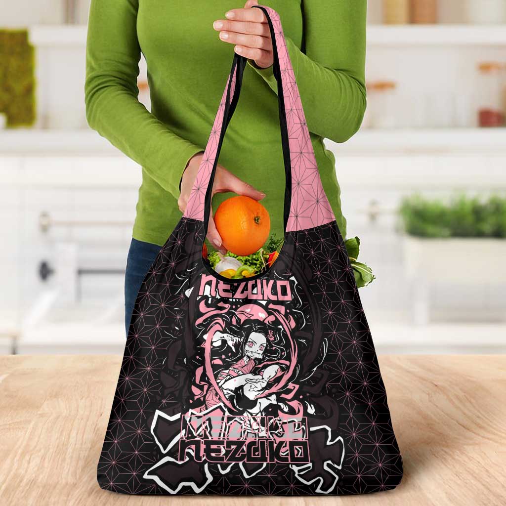Nezuko Demon Slayer Grocery Bag with Pink and Black Manga Style Design - The Mazicc
