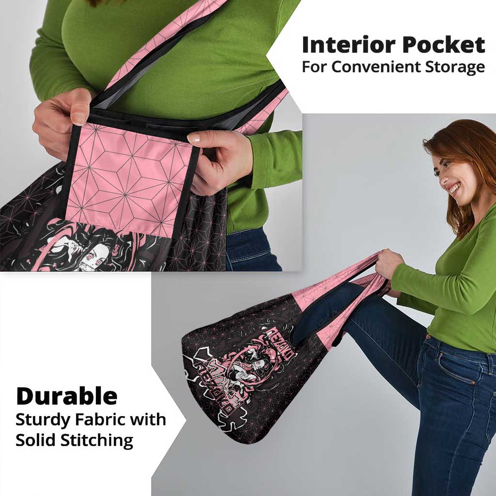 Nezuko Demon Slayer Grocery Bag with Pink and Black Manga Style Design - The Mazicc