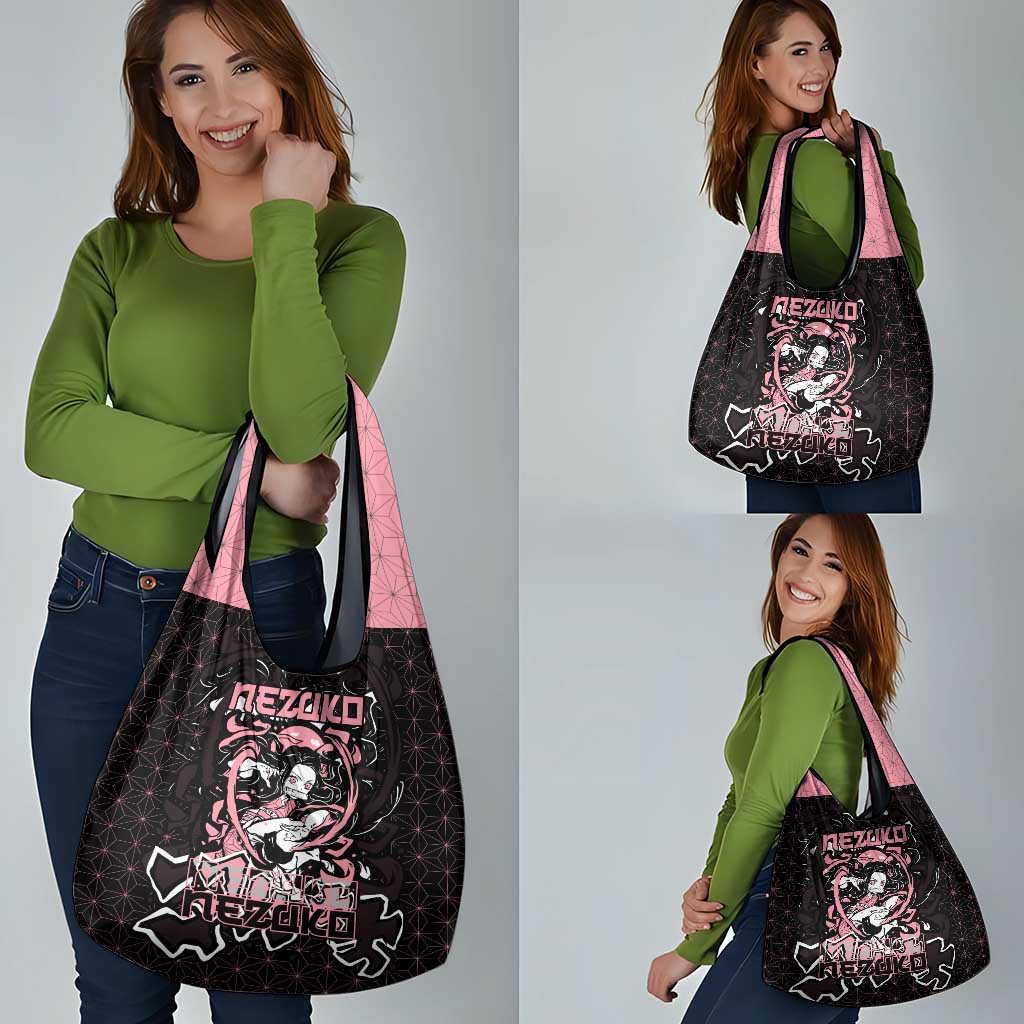 Nezuko Demon Slayer Grocery Bag with Pink and Black Manga Style Design - The Mazicc