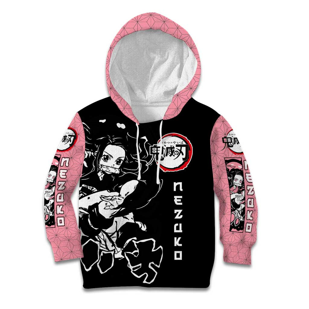 Nezuko Demon Slayer Kid Hoodie with Pink and Black Manga Style Design - The Mazicc