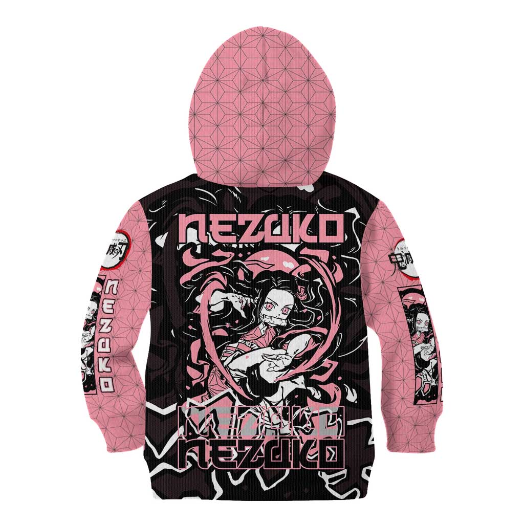 Nezuko Demon Slayer Kid Hoodie with Pink and Black Manga Style Design - The Mazicc