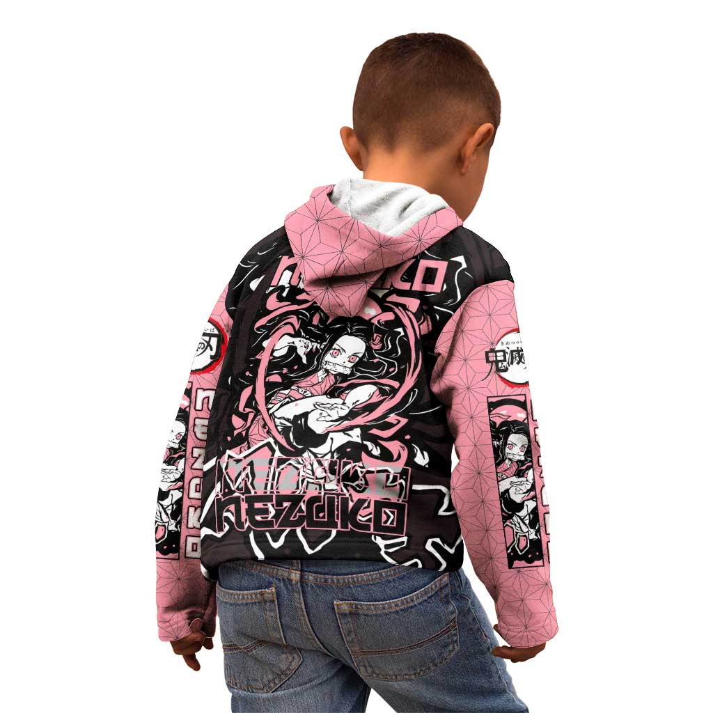 Nezuko Demon Slayer Kid Hoodie with Pink and Black Manga Style Design - The Mazicc