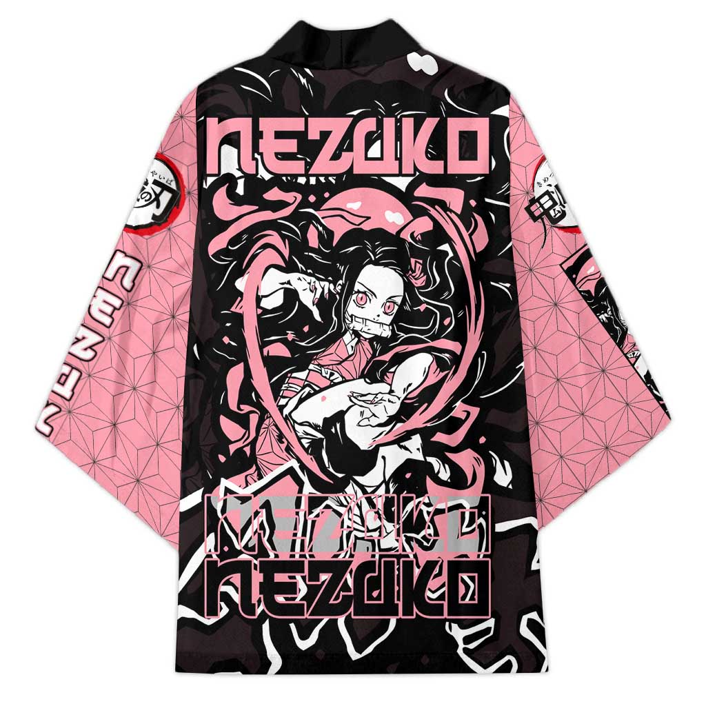 Nezuko Demon Slayer Kimono with Pink and Black Manga Style Design - The Mazicc