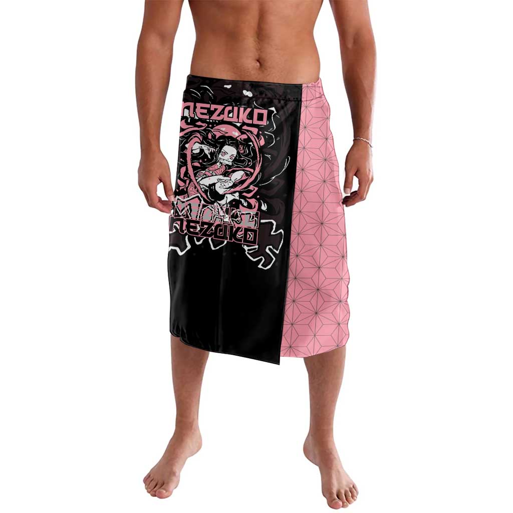 Nezuko Demon Slayer Lavalava with Pink and Black Manga Style Design - The Mazicc