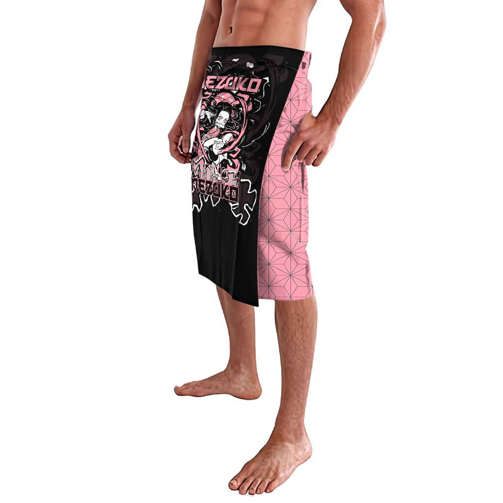 Nezuko Demon Slayer Lavalava with Pink and Black Manga Style Design - The Mazicc