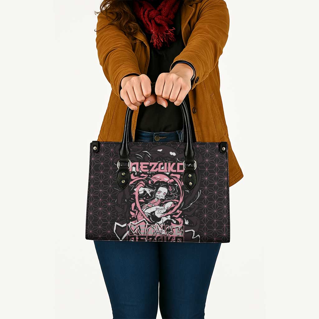 Nezuko Demon Slayer Leather Bag with Pink and Black Manga Style Design - The Mazicc