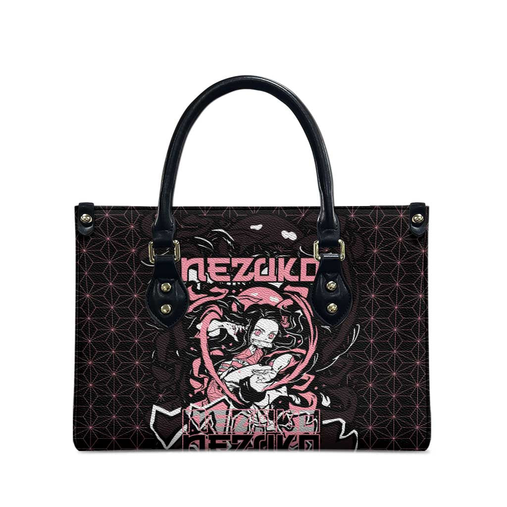 Nezuko Demon Slayer Leather Bag with Pink and Black Manga Style Design - The Mazicc
