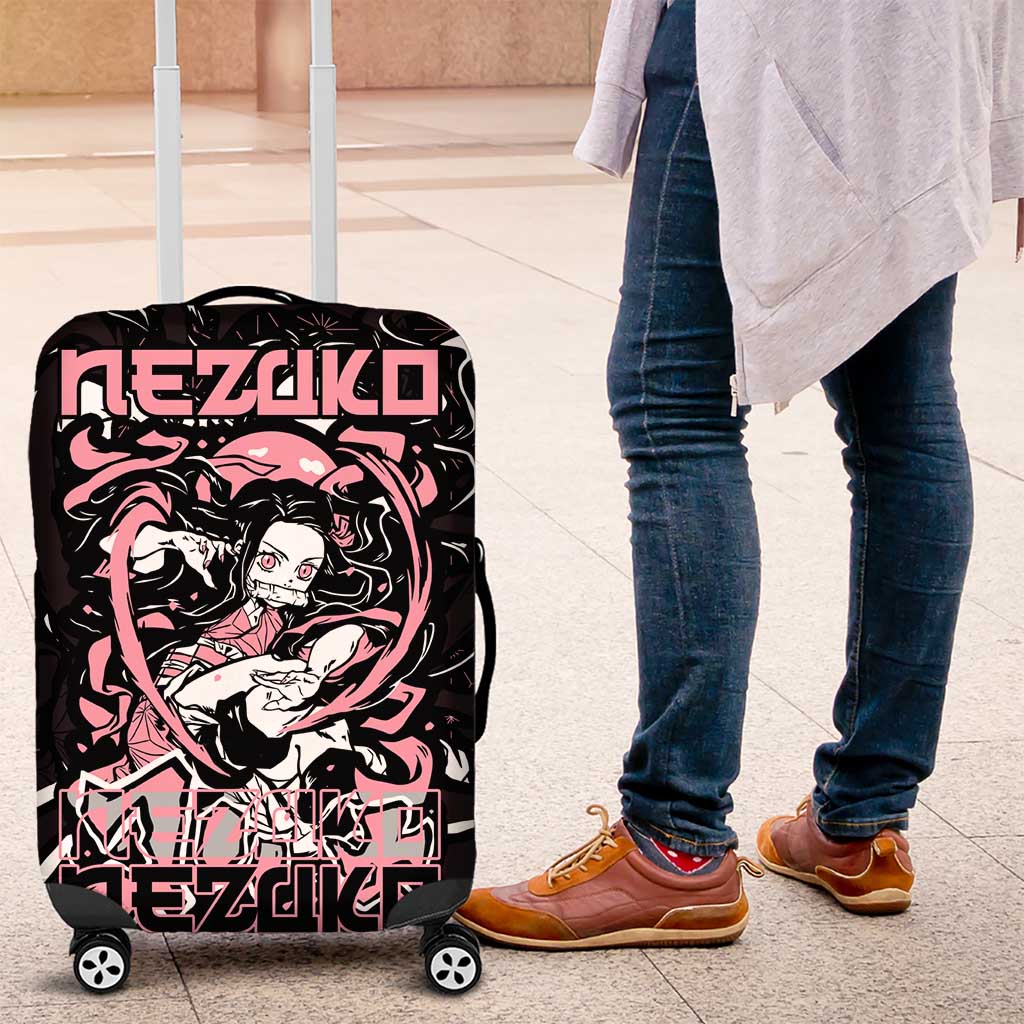 Nezuko Demon Slayer Luggage Cover with Pink and Black Manga Style Design - The Mazicc