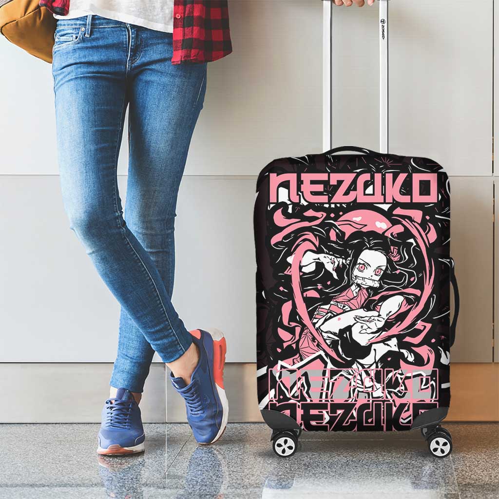 Nezuko Demon Slayer Luggage Cover with Pink and Black Manga Style Design - The Mazicc