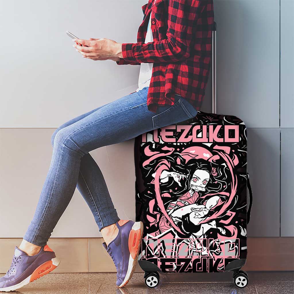 Nezuko Demon Slayer Luggage Cover with Pink and Black Manga Style Design - The Mazicc