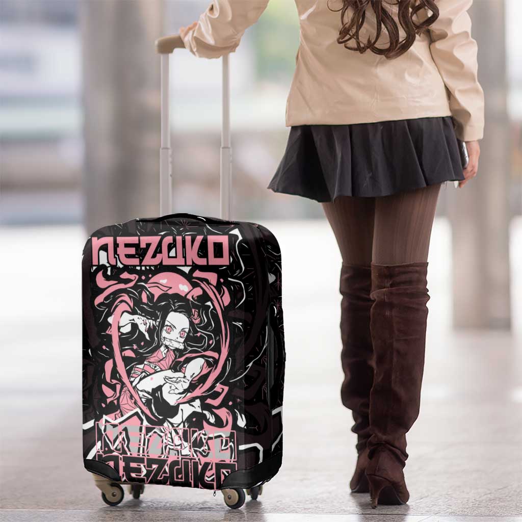Nezuko Demon Slayer Luggage Cover with Pink and Black Manga Style Design - The Mazicc