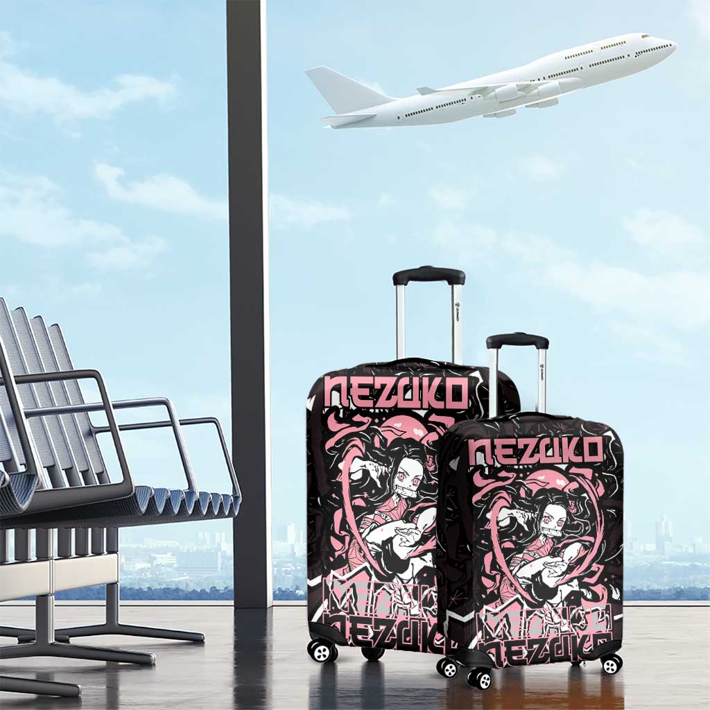 Nezuko Demon Slayer Luggage Cover with Pink and Black Manga Style Design - The Mazicc