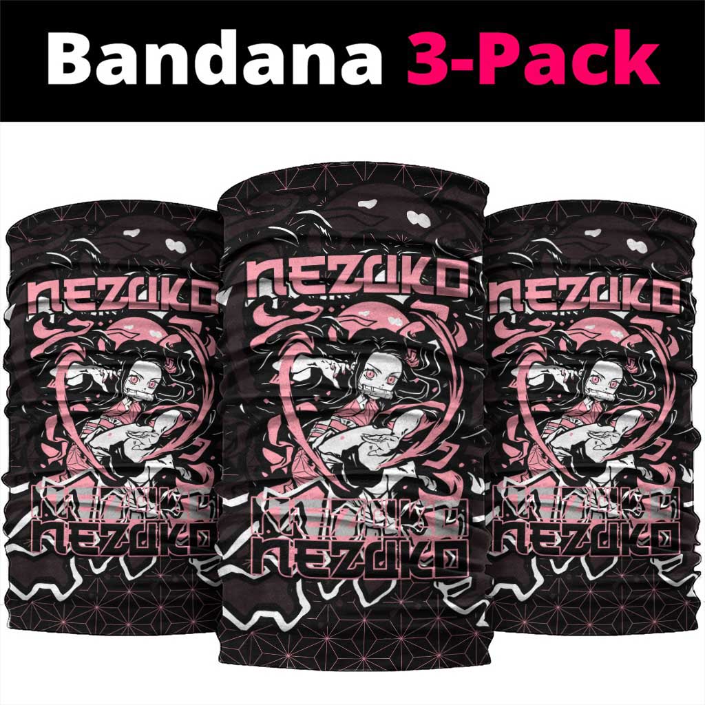 Nezuko Demon Slayer Neck Gaiter with Pink and Black Manga Style Design - The Mazicc
