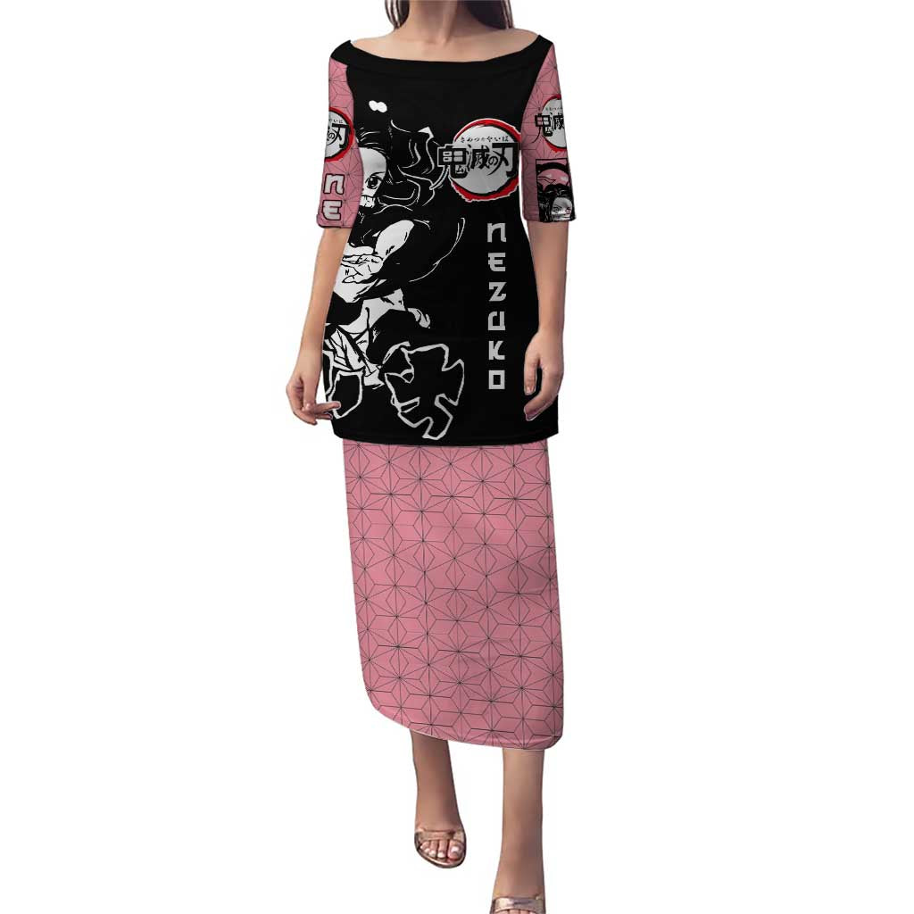 Nezuko Demon Slayer Puletasi with Pink and Black Manga Style Design - The Mazicc