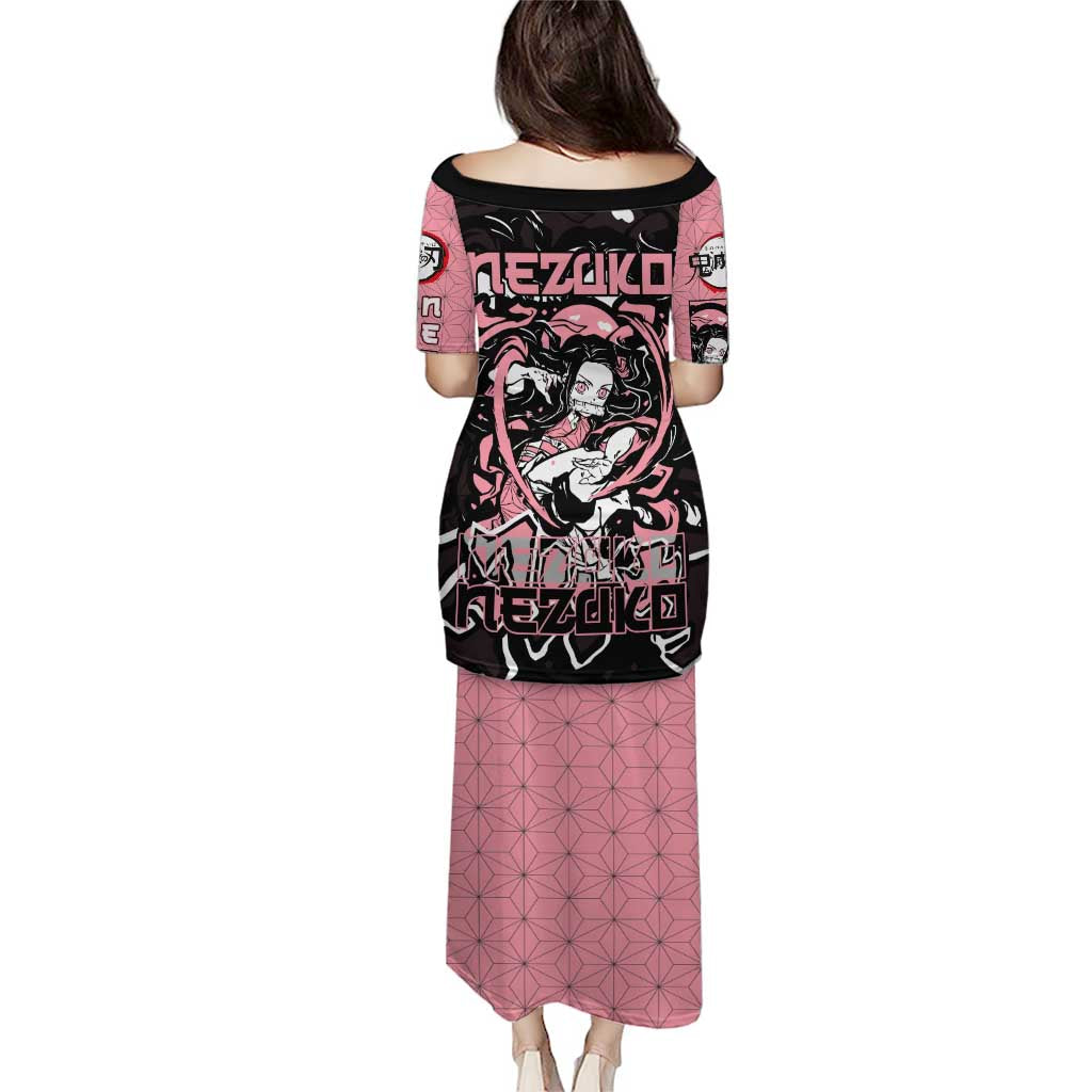 Nezuko Demon Slayer Puletasi with Pink and Black Manga Style Design - The Mazicc