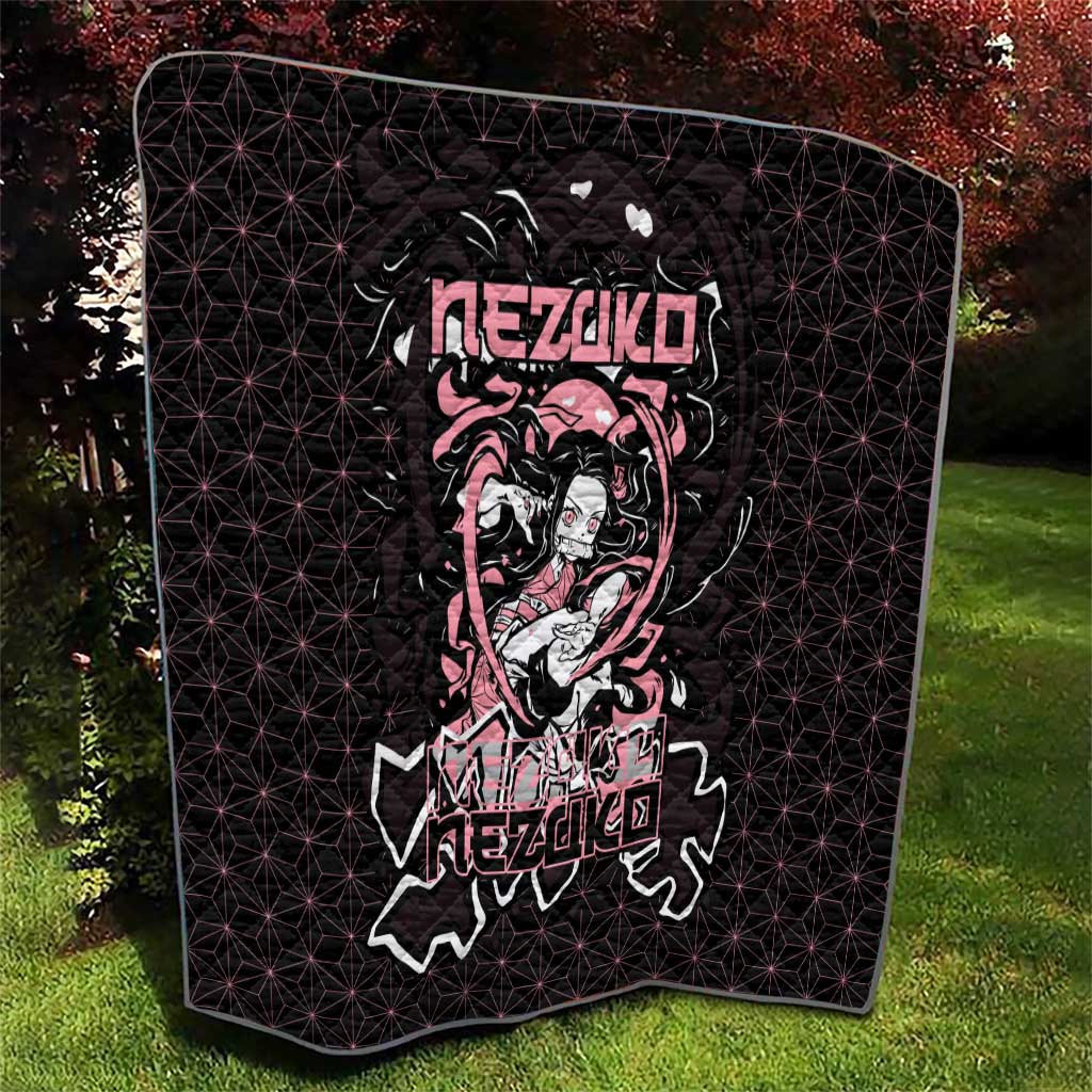 Nezuko Demon Slayer Quilt with Pink and Black Manga Style Design - The Mazicc