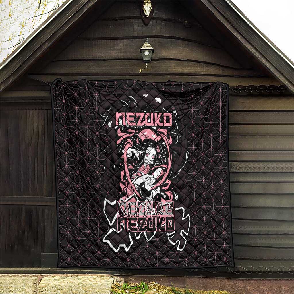 Nezuko Demon Slayer Quilt with Pink and Black Manga Style Design - The Mazicc