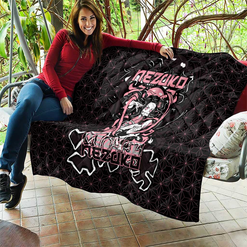 Nezuko Demon Slayer Quilt with Pink and Black Manga Style Design - The Mazicc